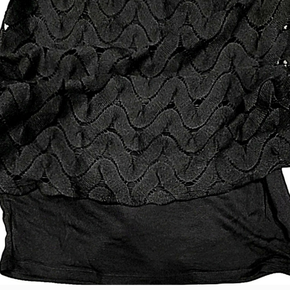 Free People Wild Thing Crochet Knit Black Mini Dress sz S Open Back Long Sleeve - Picture 10 of 15